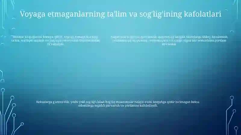 Voyaga Yetmaganlar, Mehnatga Layoqatsizlar Va YolgʻIz Keksalar Huquqing Kafolatlari 4