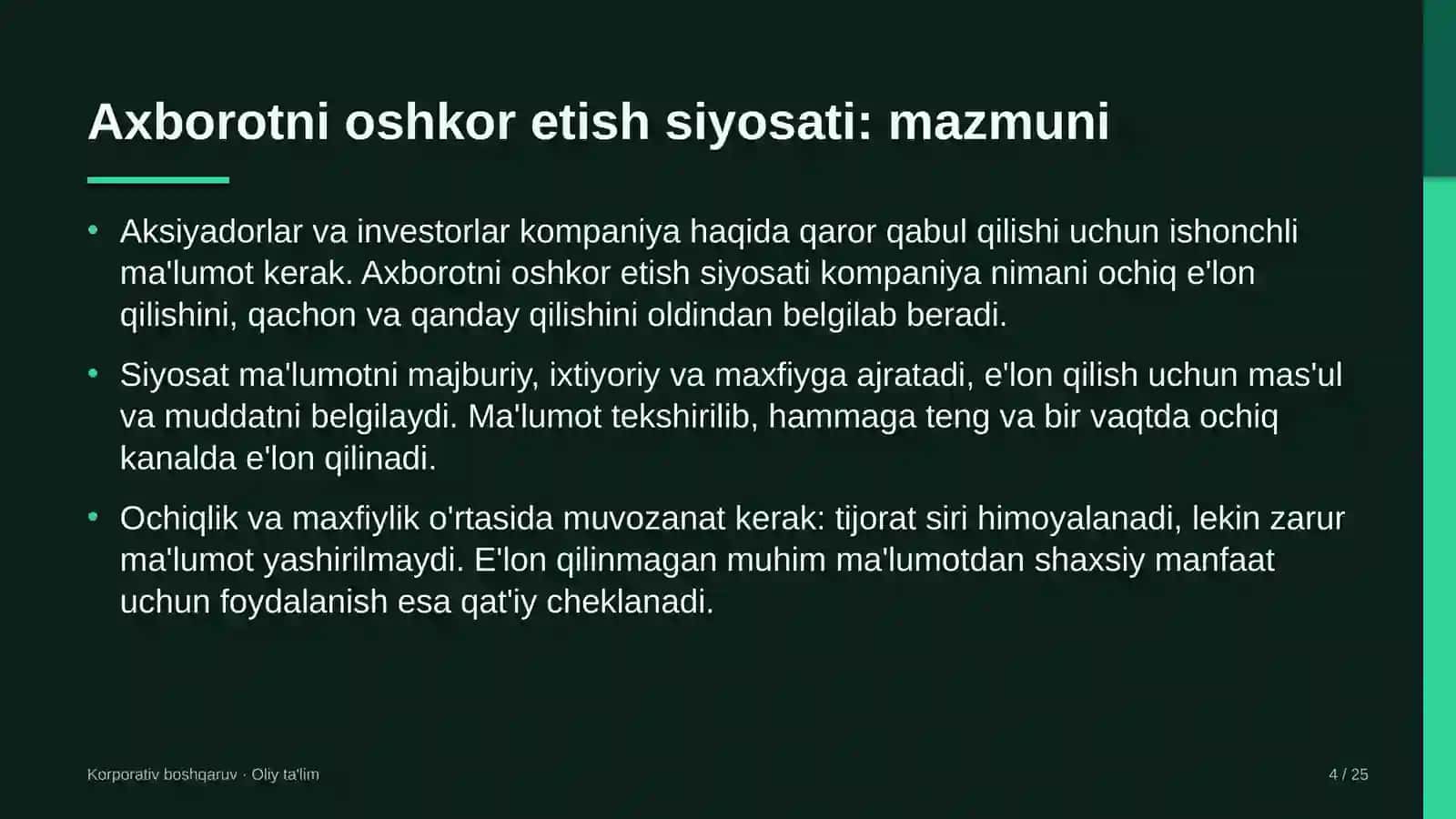 Kimyo sanoatida axborotni oshkor etish siyosati 4