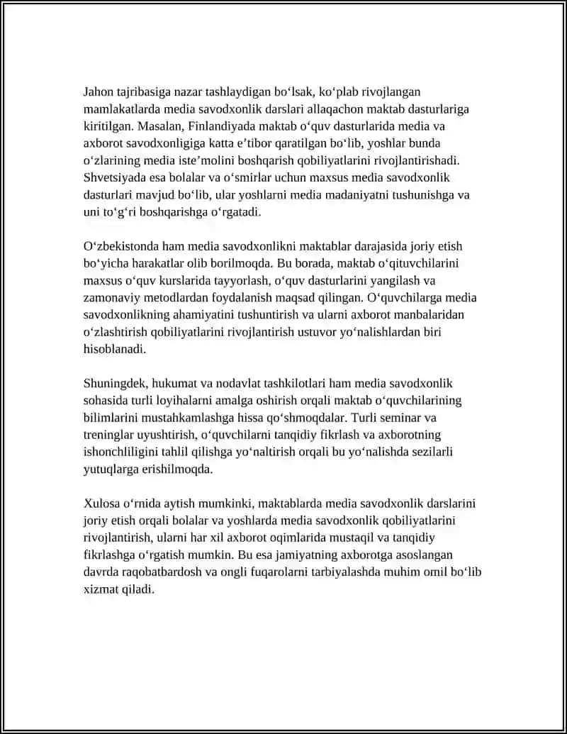 MEDIA SAVODXONLIKNI RIVOJLANTIRISHNING YOʻLLARI 4