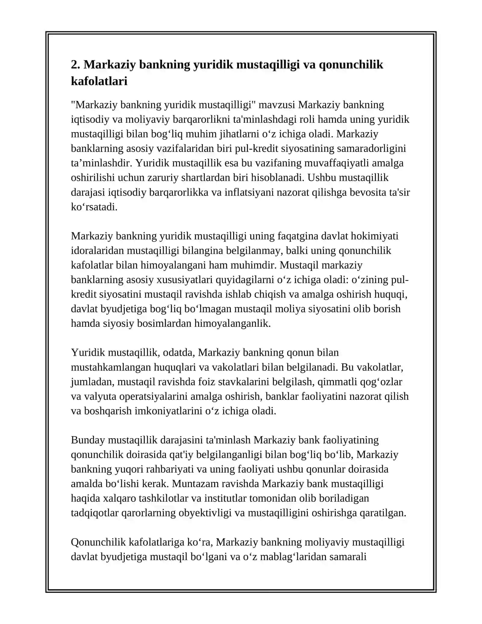 MARKAZIY BANKING MUSTAQILLIGI 4