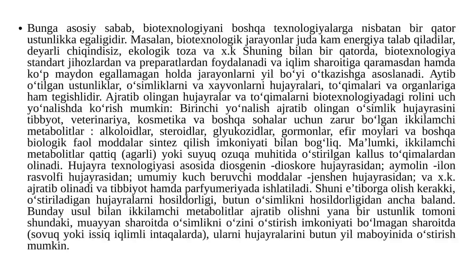 Hujayra va to‘qima darajasidagi biologik jarayonlar va uning zamonaviy biotexnologiyadagi ahamiyati 4