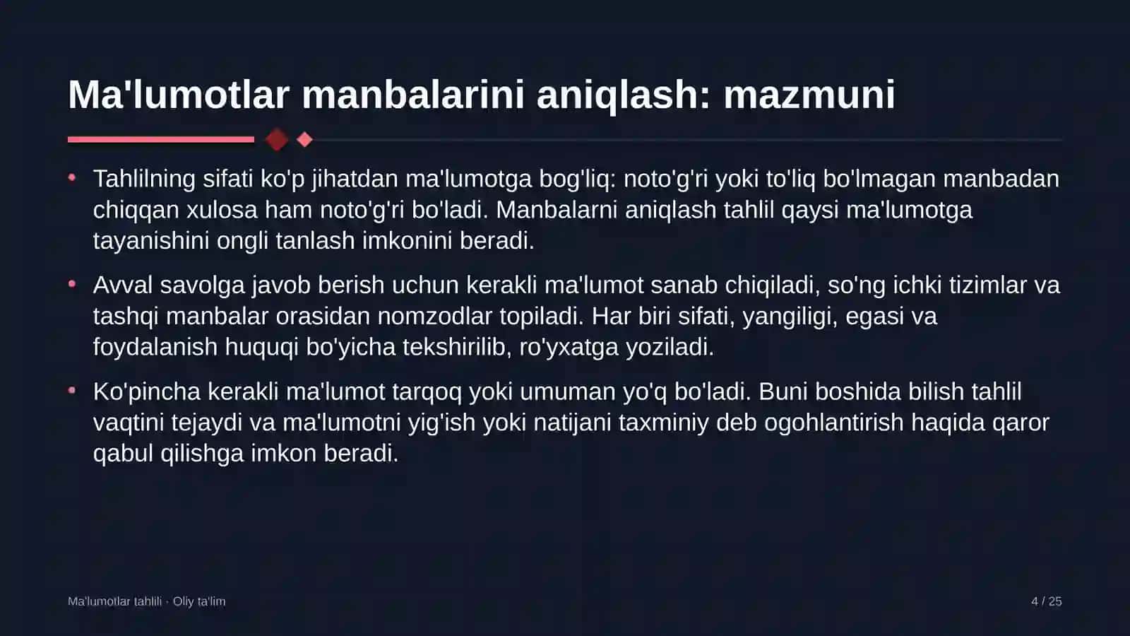 Xususiy banklarda ma'lumotlar manbalarini aniqlash 4