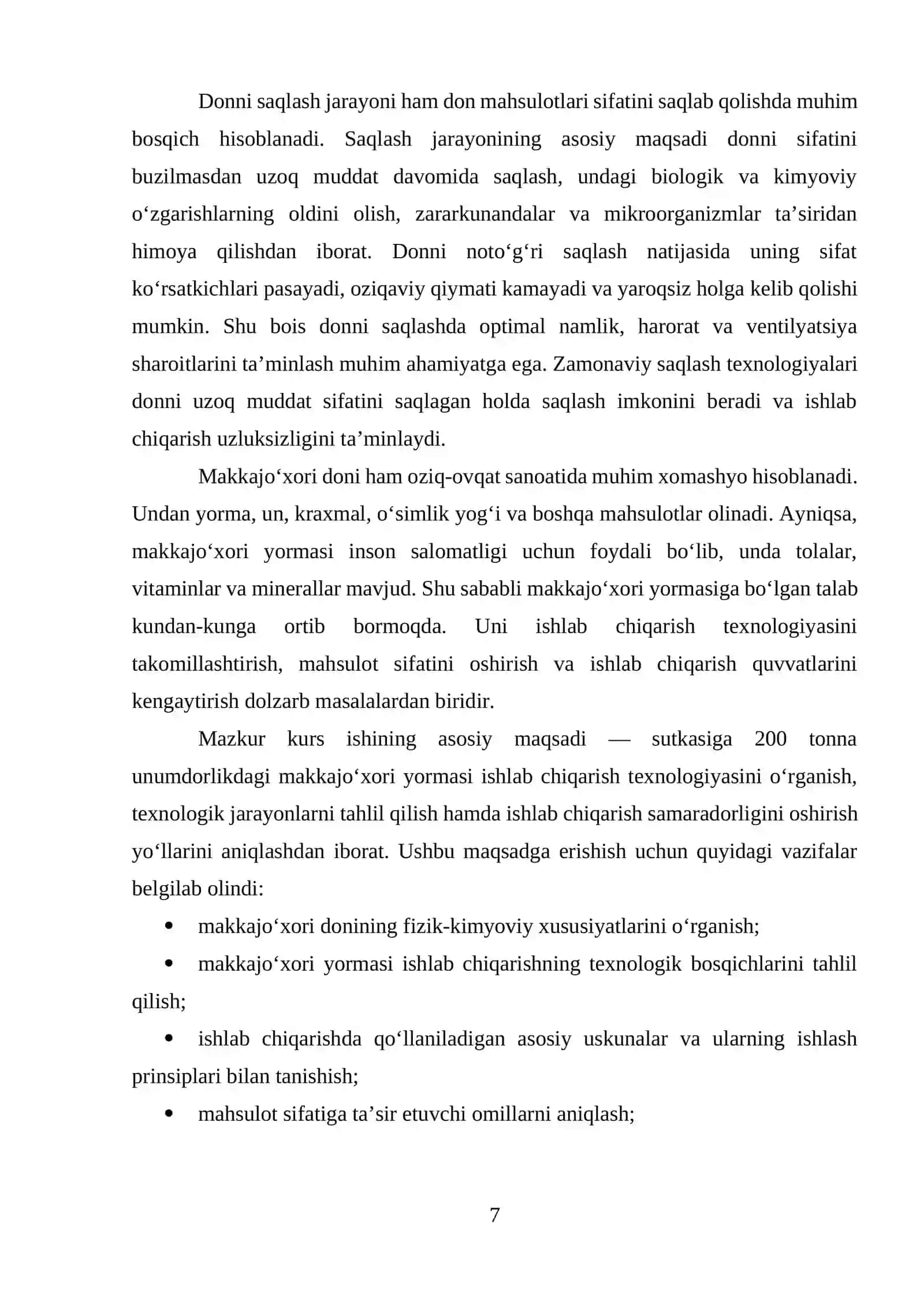Sutkasiga 200 t/s unumdorlikdagi makkajo'xori yormasi ishlab chiqarish texnologiyasi 4