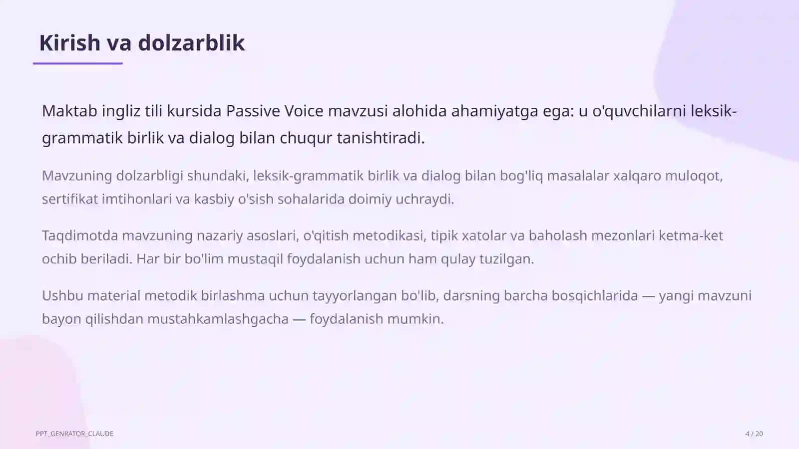 Passive Voice (9-sinf) 4