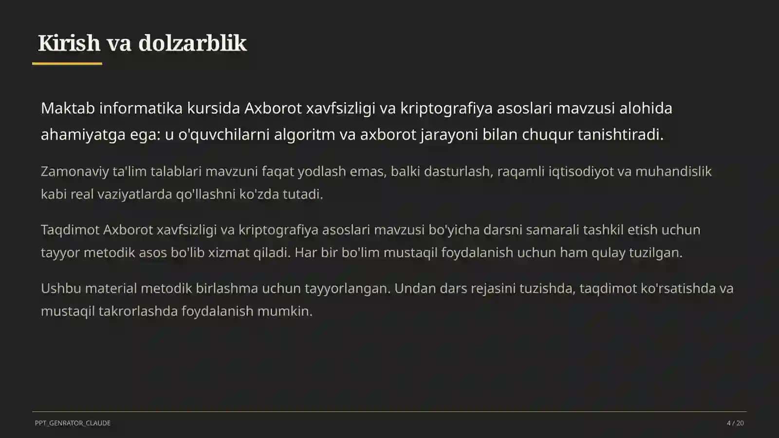 Informatika va axborot texnologiyalari (5–11) — metodik birlashma uchun 4
