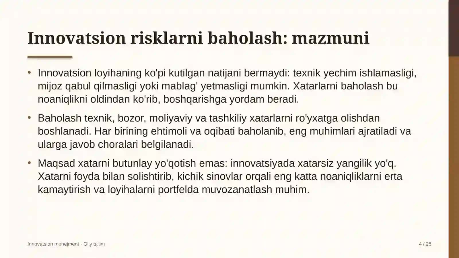 Elchixonalarda innovatsion risklarni baholash 4