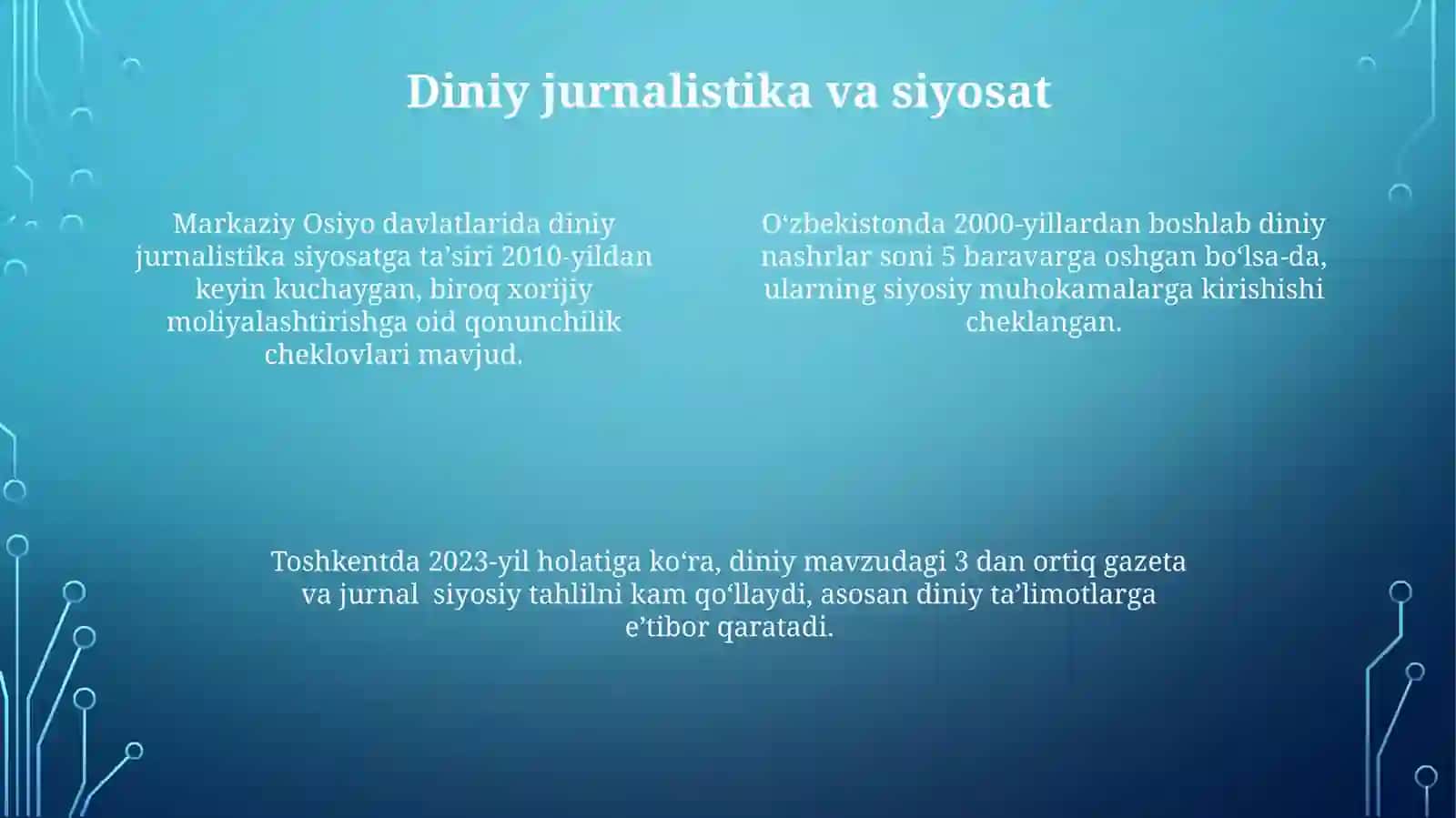 Diniyjurnalistikavauningtaraqqiyoti,hamdastatistikasi 4