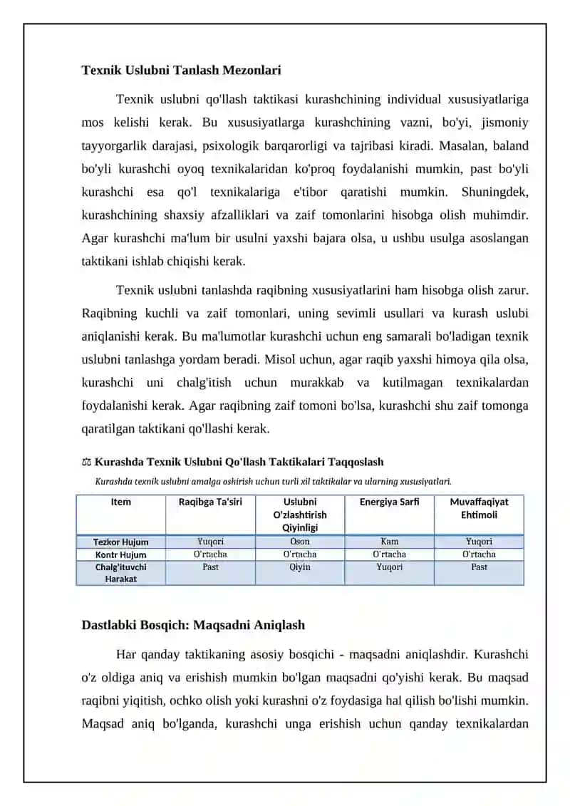 Kurashda texnik usulni amalga oshirish taktikasi 4