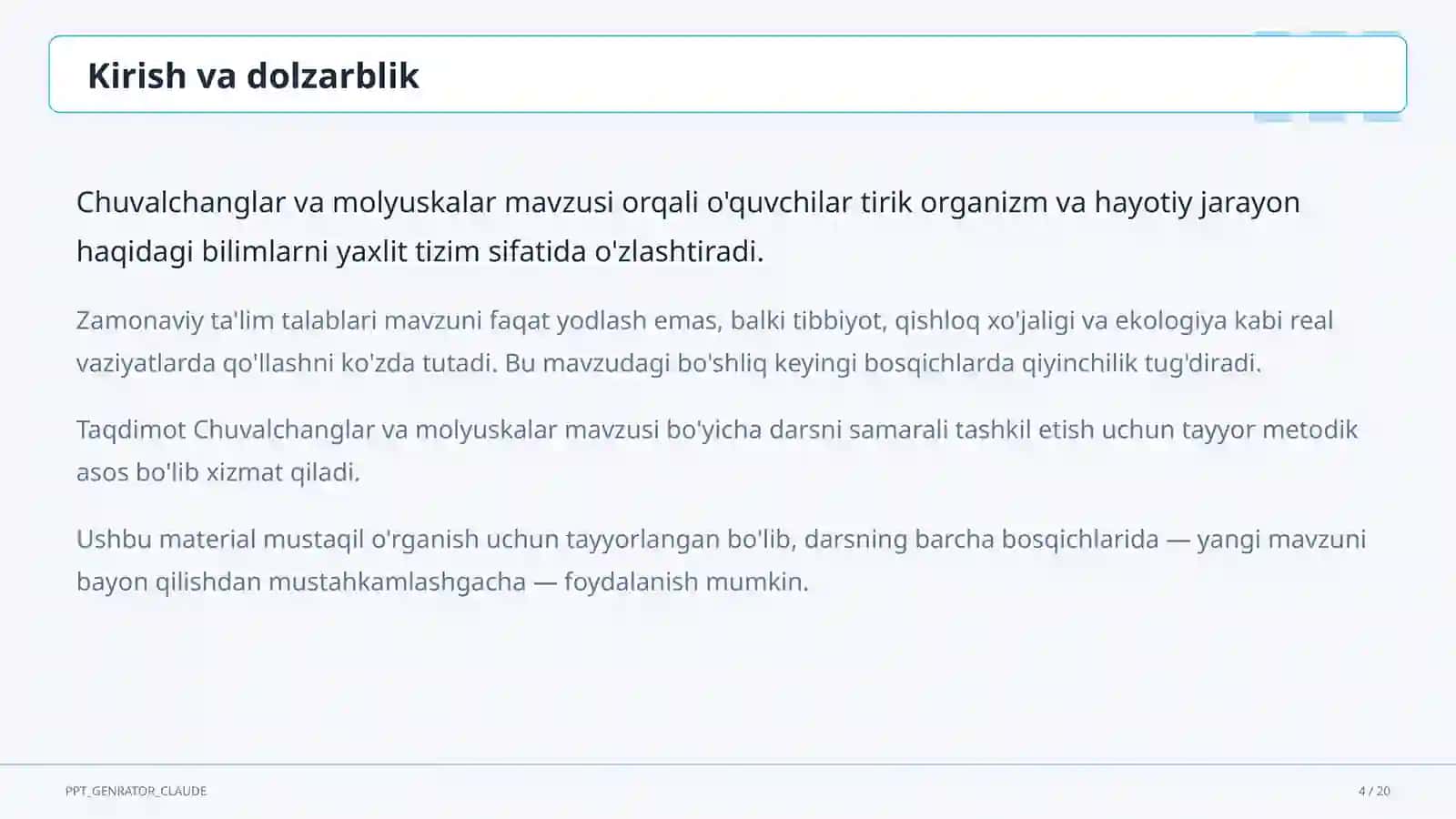 Chuvalchanglar va molyuskalar (7-sinf) 4