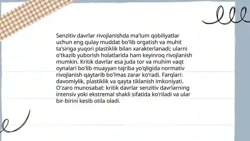 Senzitiv davrlar va ularning psixik rivojlanishdagi ahamiyati 4