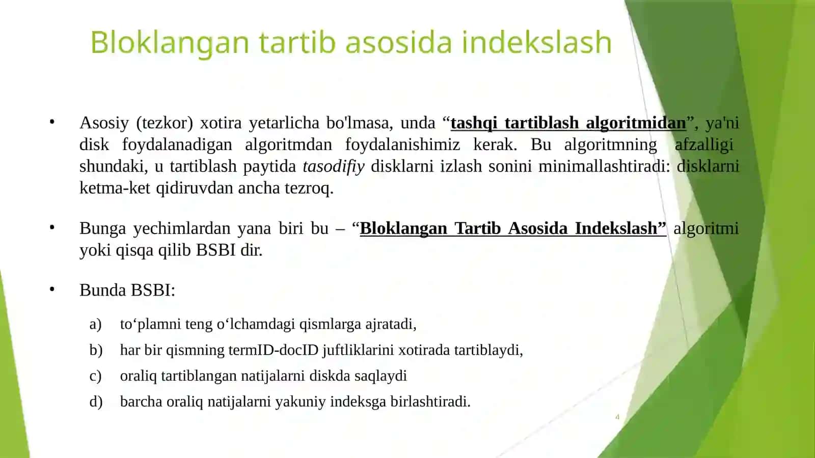 Bloklangan tartib asosida indekslash. 4