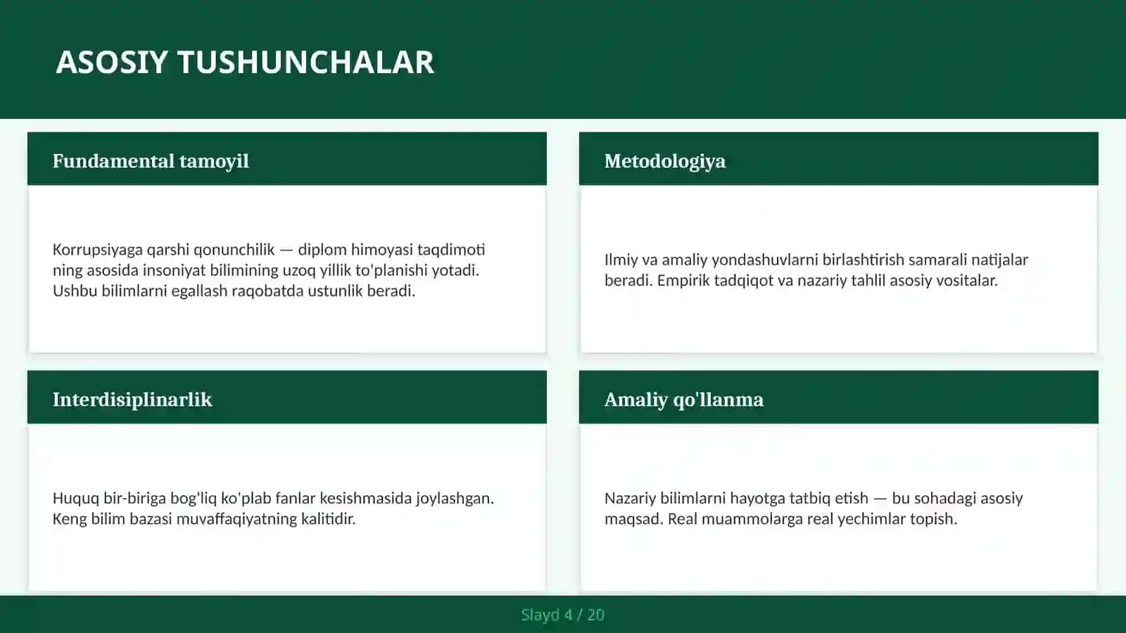 Korrupsiyaga qarshi qonunchilik — diplom himoyasi taqdimoti 4