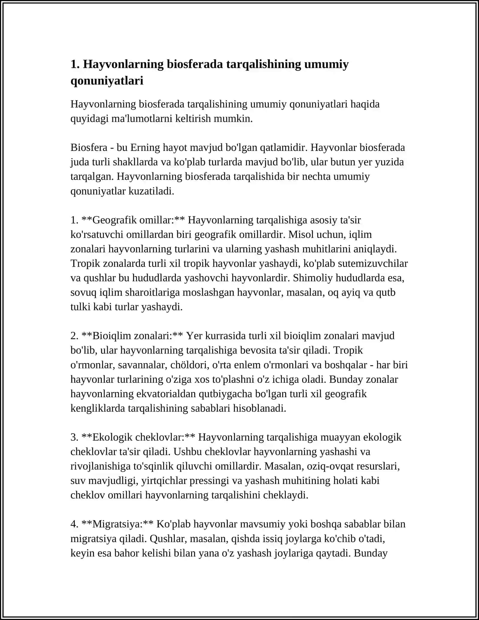 HAYVONLARNING BIOSFERADA TARQALISHI VA YASHASH MUHITLARI 4