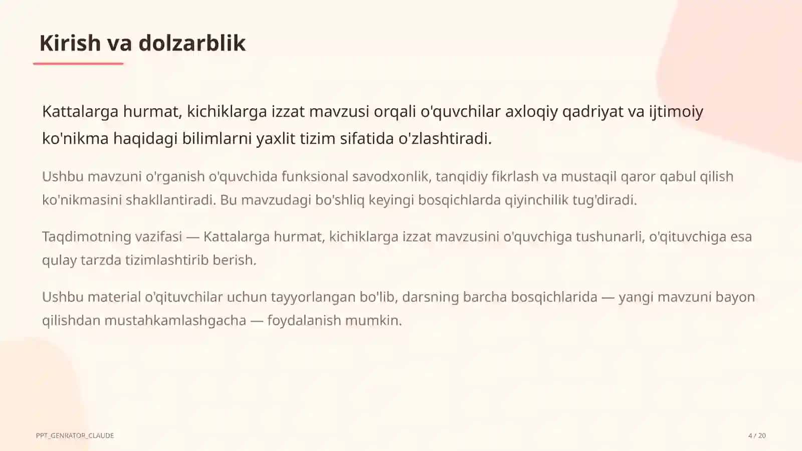 Kattalarga hurmat, kichiklarga izzat (2-sinf) 4