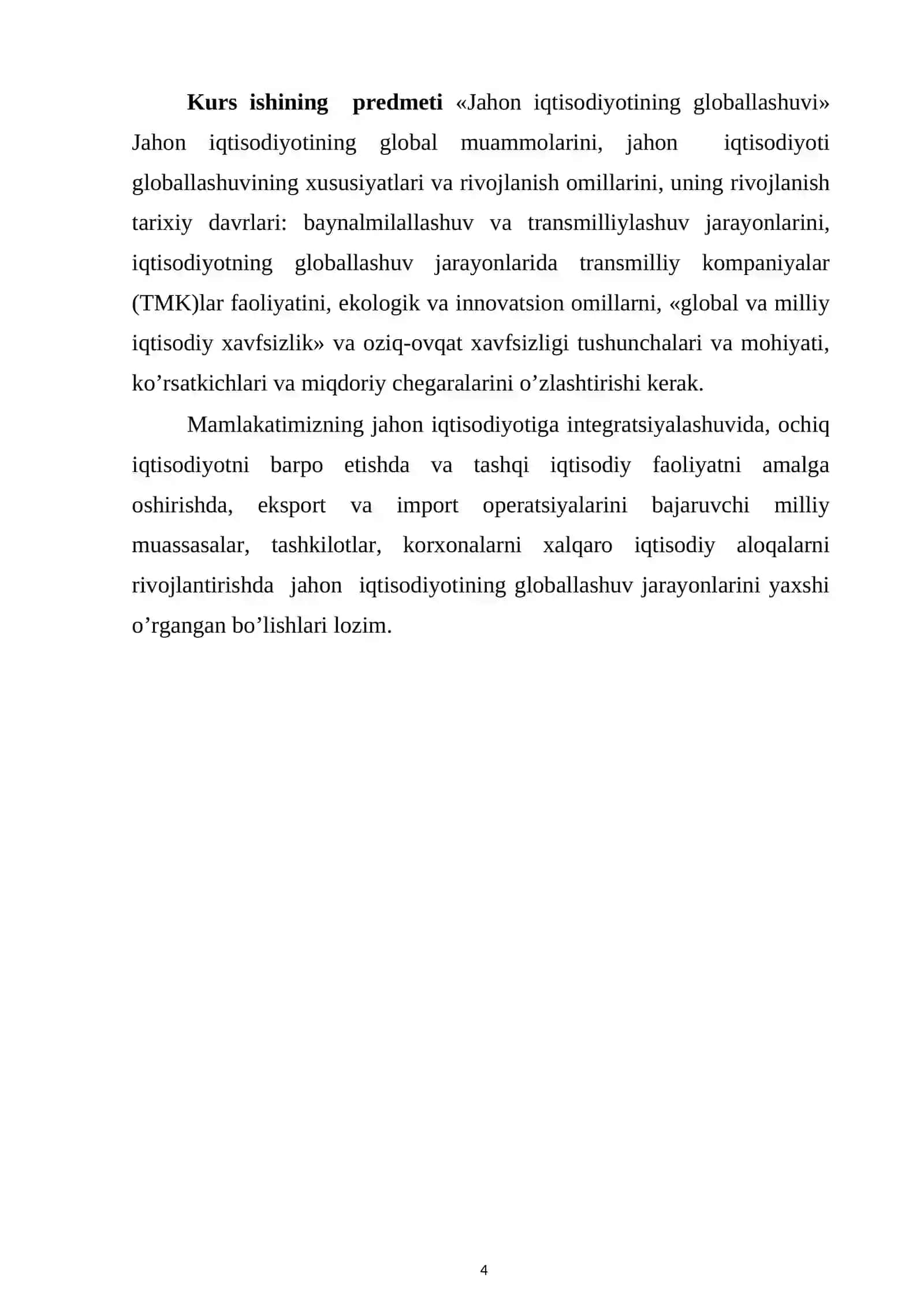 Jahon iqtisodiyoti globallashuvi belgilari 4
