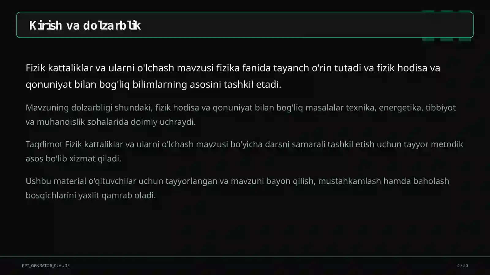 Fizik kattaliklar va ularni o'lchash (6-sinf) 4