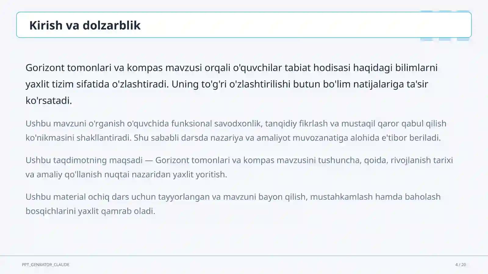Gorizont tomonlari va kompas (3-sinf) 4