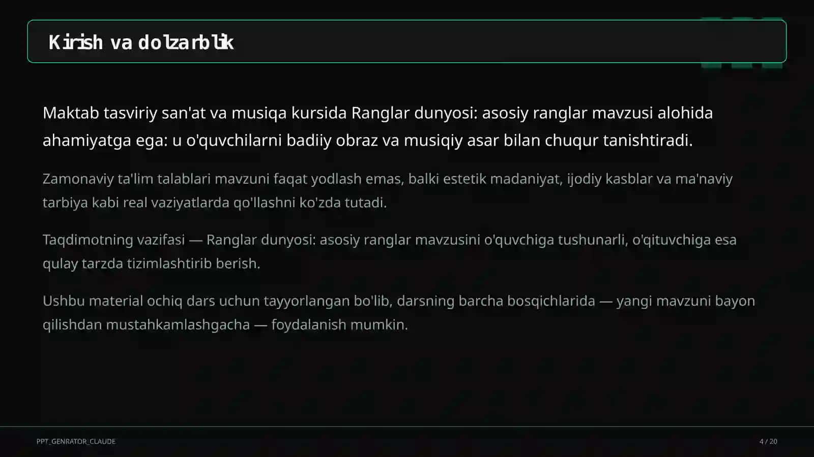 Ranglar dunyosi: asosiy ranglar (1-sinf) 4
