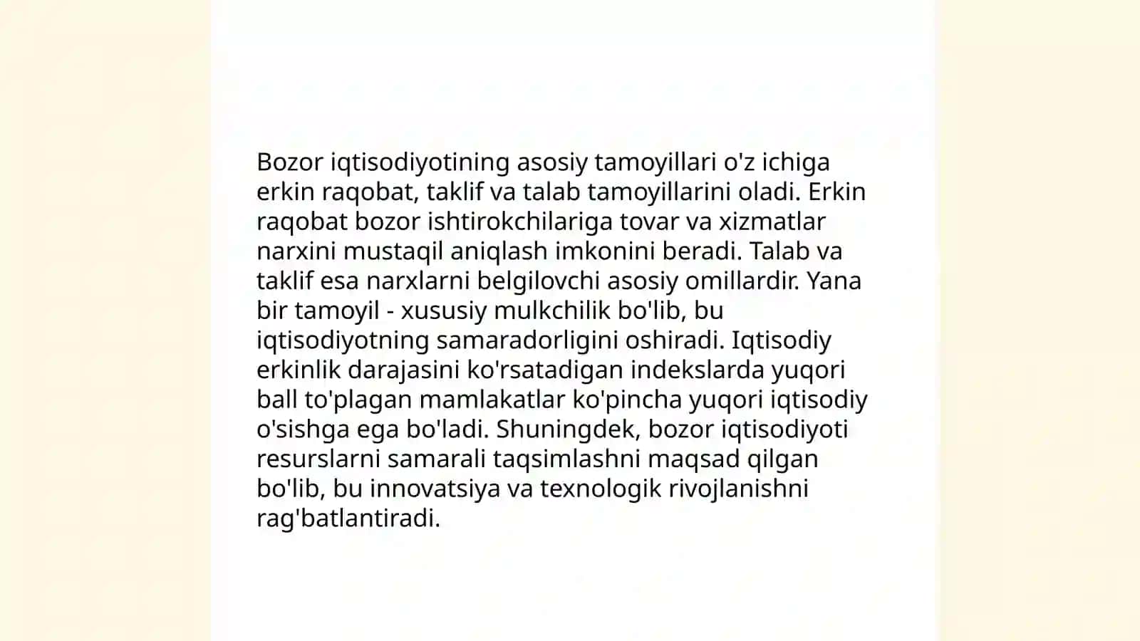 Bozor iqtisodiyoti va uni vujudga kelishi. Bozor iqtisodiyotining asosiy belgilari 4