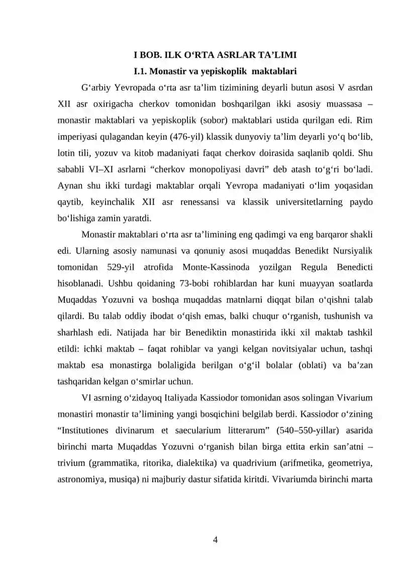 O’RTA ASRLARDA TA’LIM TIZIMI VA UNIVERSITETLARNING SHAKLLANISHI 4
