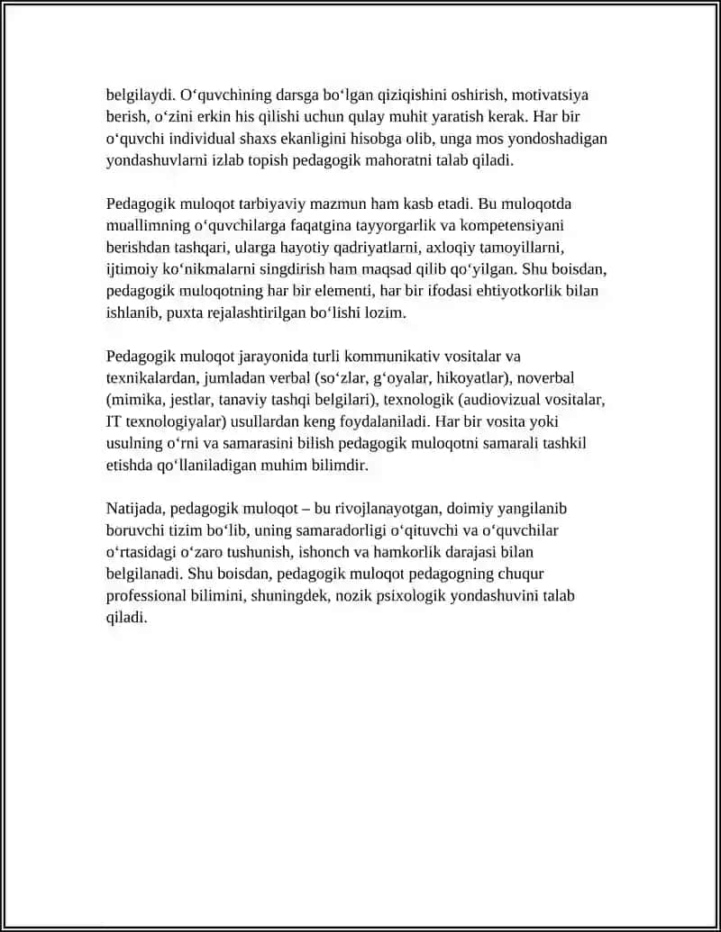 PEDAGOGIK MULOQOTNING OʻZIGA XOS XUSUSIYATLARI VA FUNKSIYALARI 4