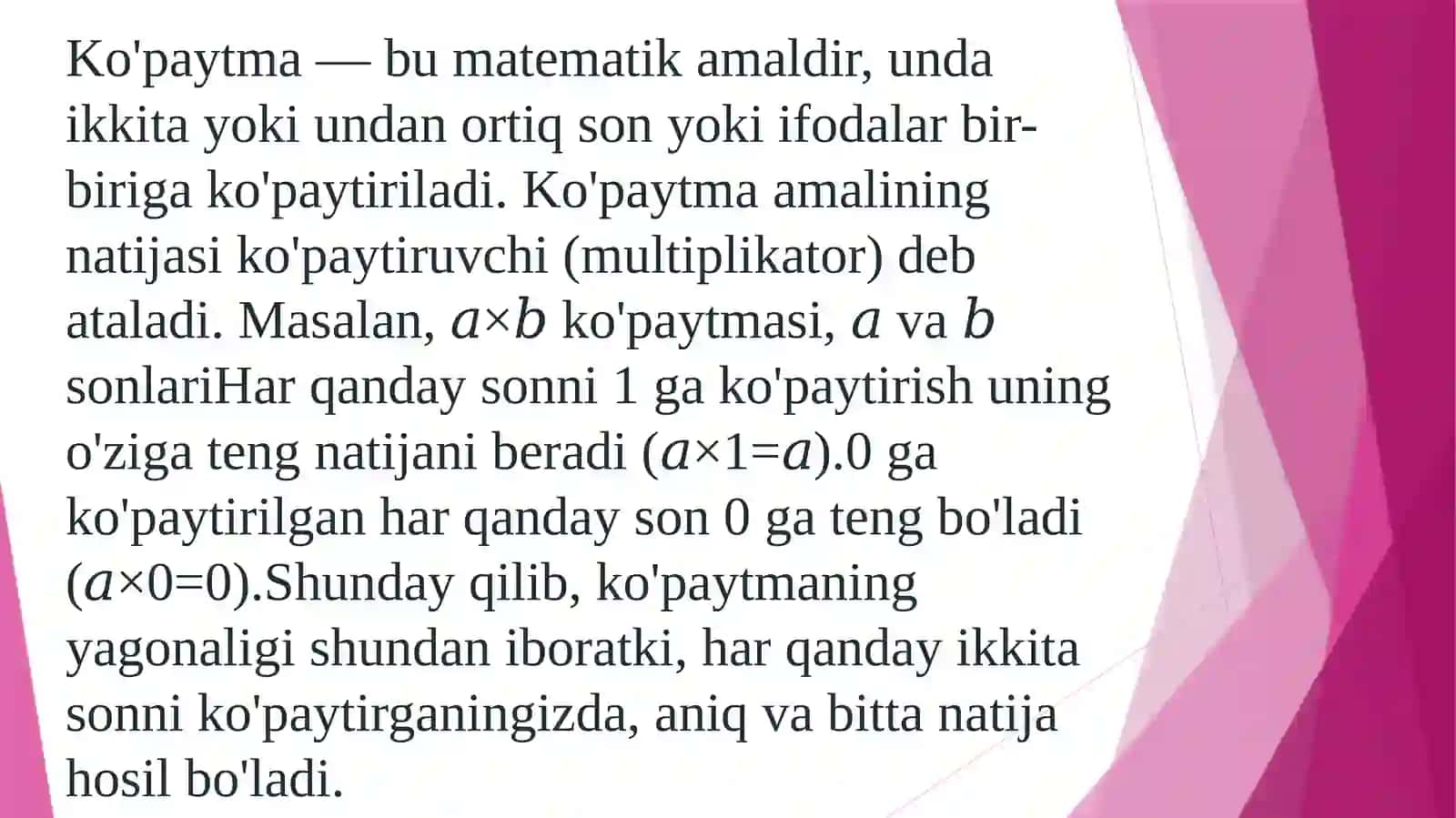 Ko'paytma (Multiplication) 4