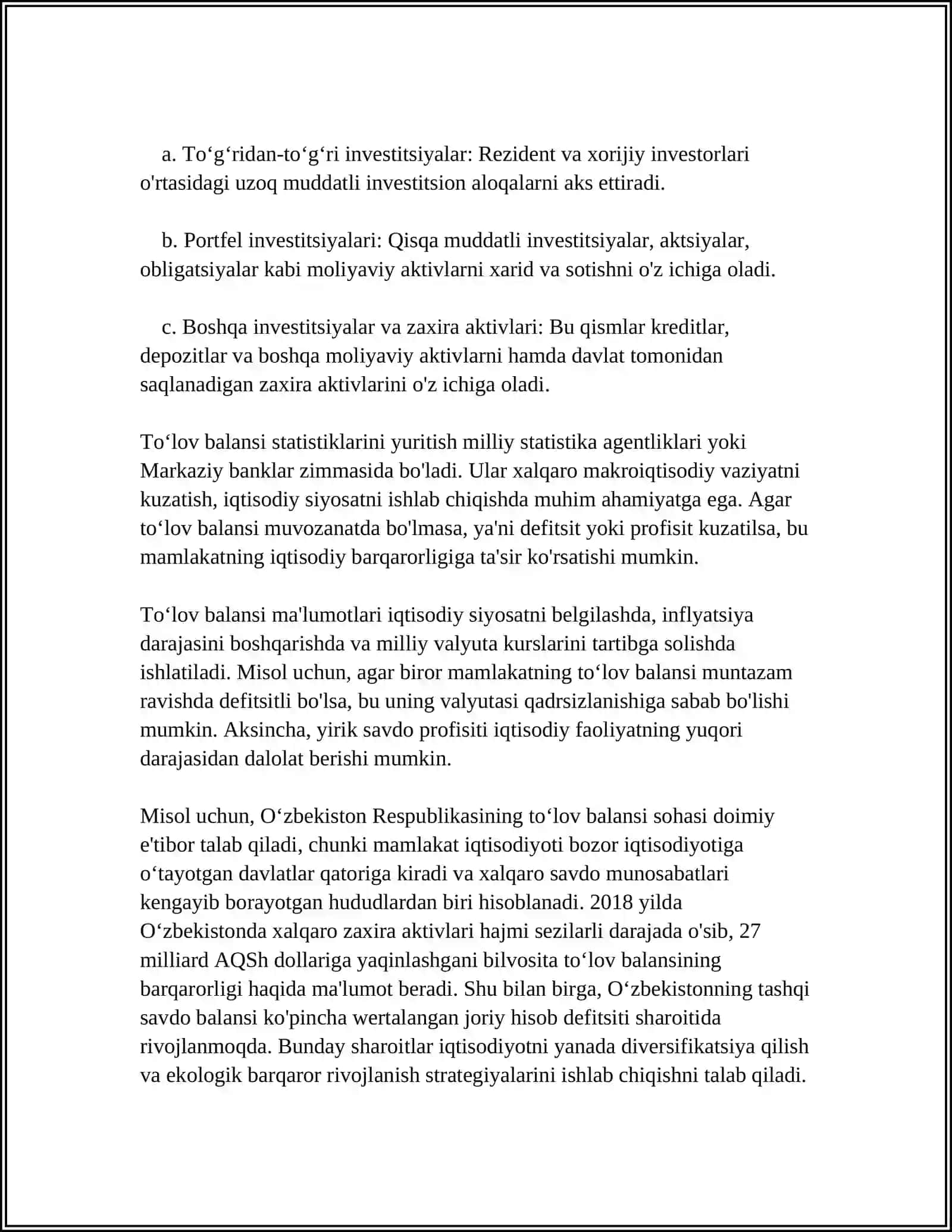 TOʻLOV BALANSI. VALYUTA KURSI 4