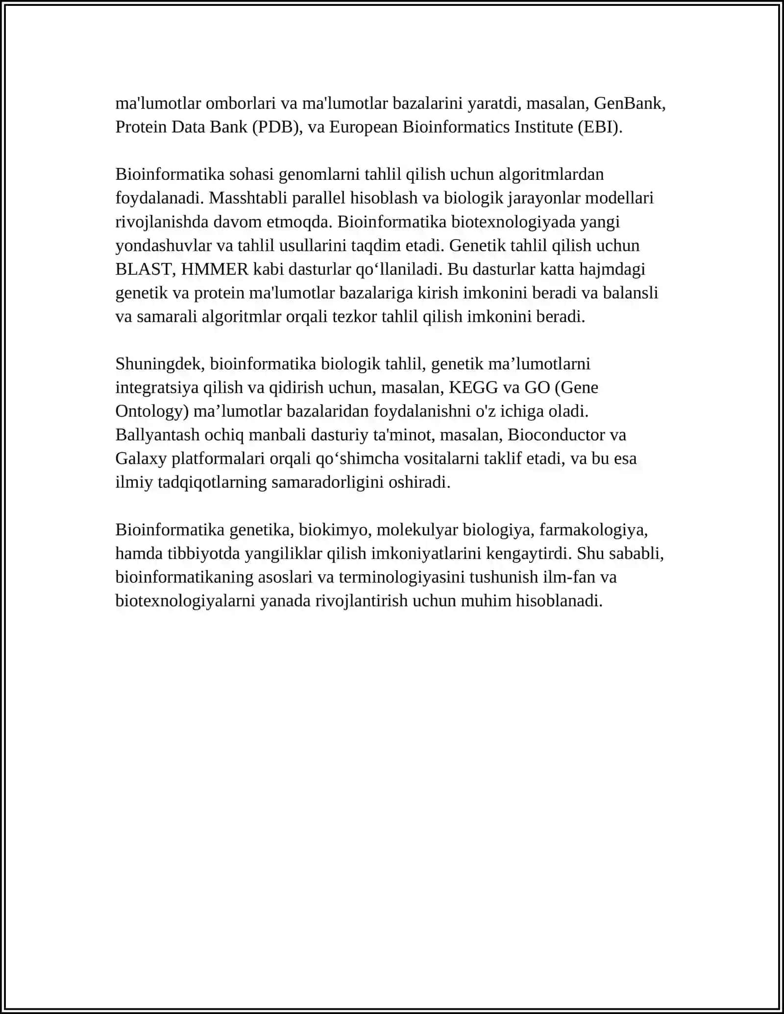 BIOINFORMATIKA ASOSLARI VA ULARNING BIOTEXNOLOGIYADAGI AHAMIYATI 4