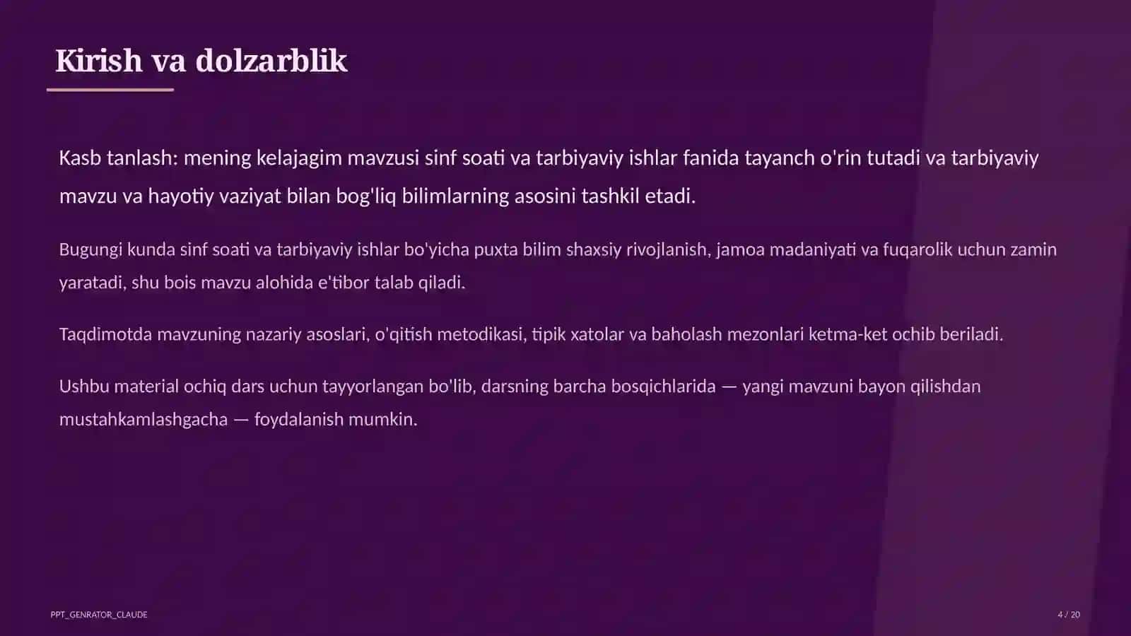 Sinf soati va tarbiyaviy tadbirlar 4