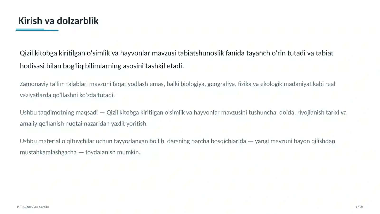 Qizil kitobga kiritilgan o'simlik va hayvonlar (4-sinf) 4