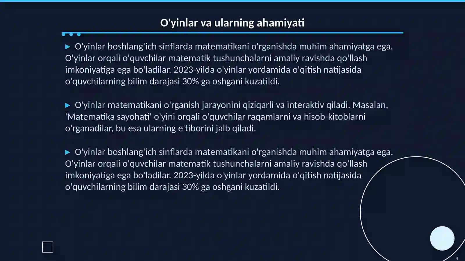 Boshlanğich sinflarda matematika xaftaligi 4
