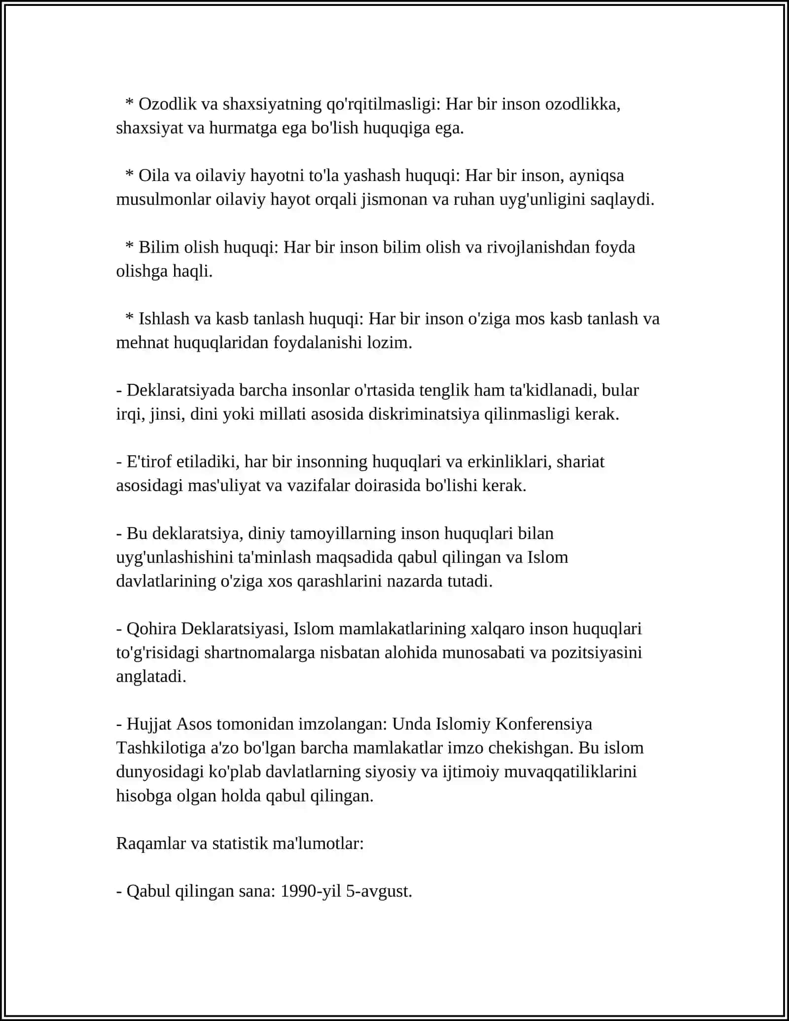 QOHIRA DEKLARATSIYASI TARIHI VA MAZMUNI 4