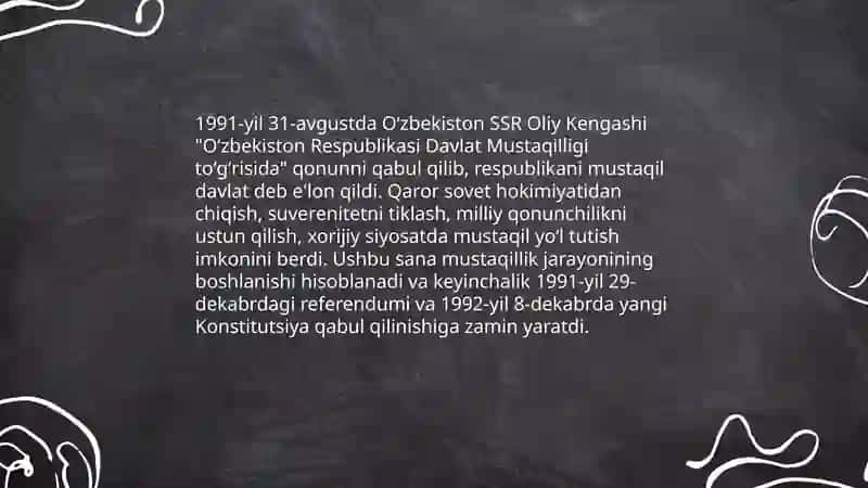 Mustaqil Oʻzbekiston Respublikasining tashkil topishi va uning tarixiy ahamiyati 4