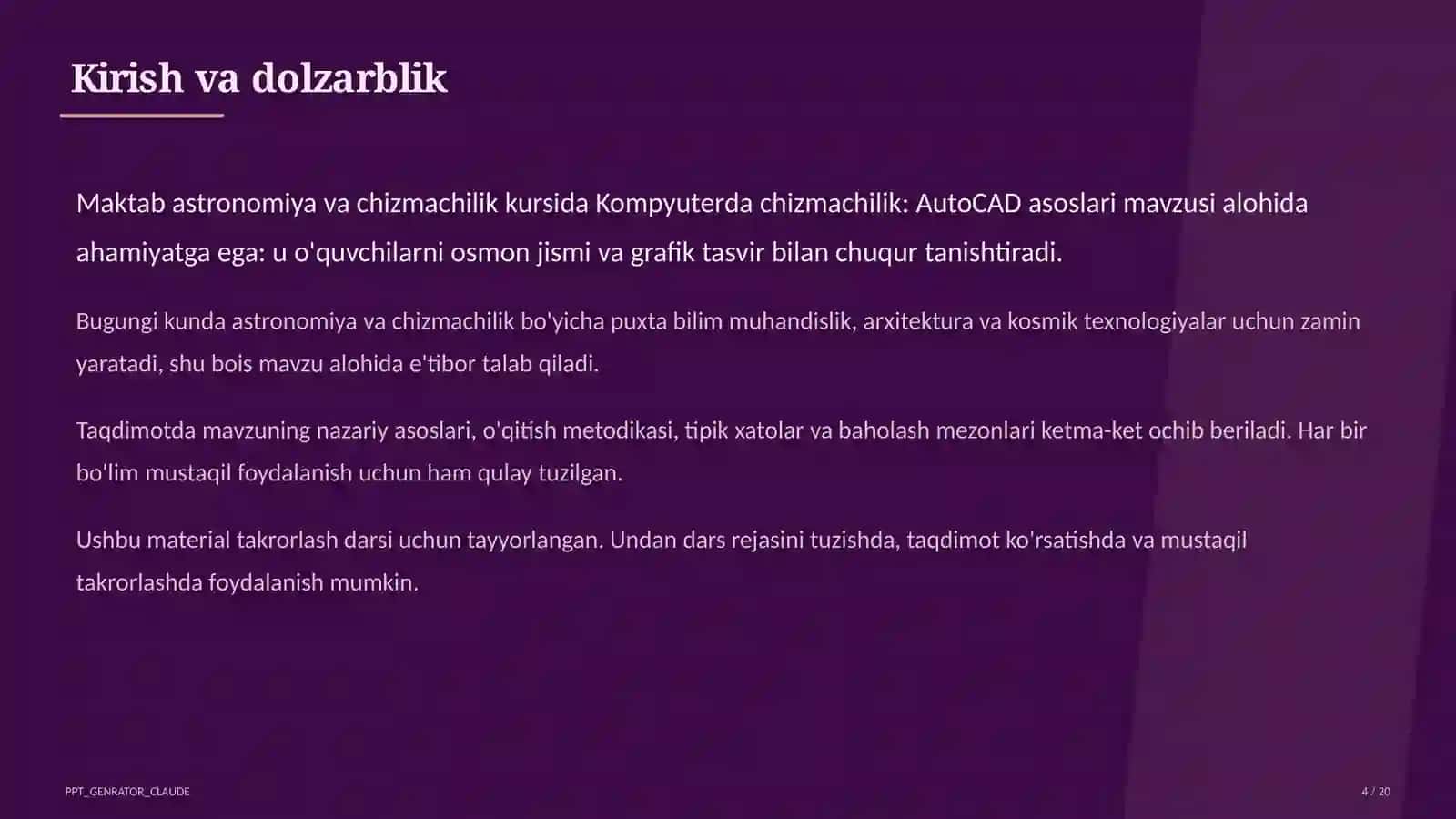 Kompyuterda chizmachilik: AutoCAD asoslari (9-sinf) 4
