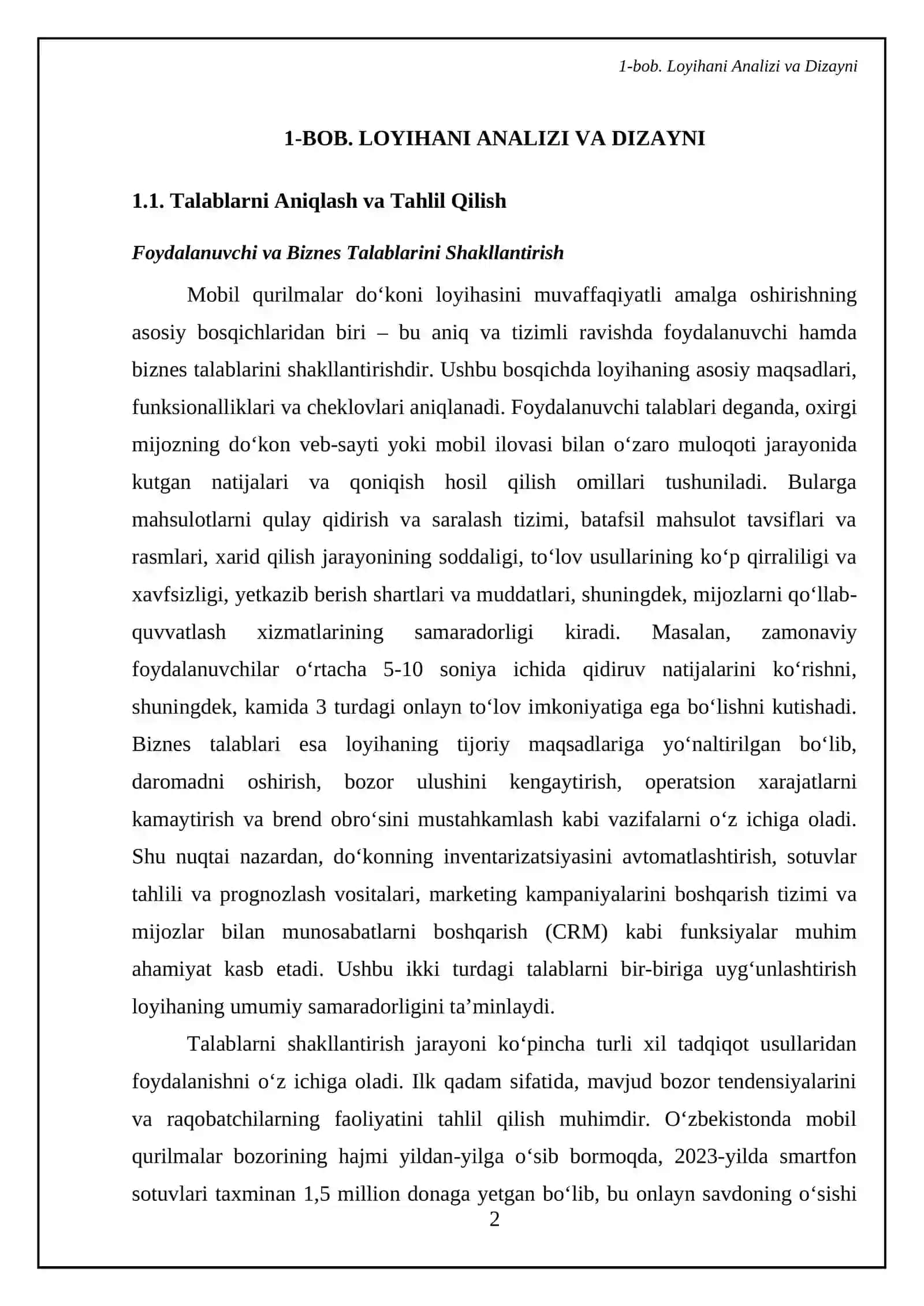 Mobil qurilmalar doʻkoni loyihasini loyihalashtirish va ishlab chiqish 4