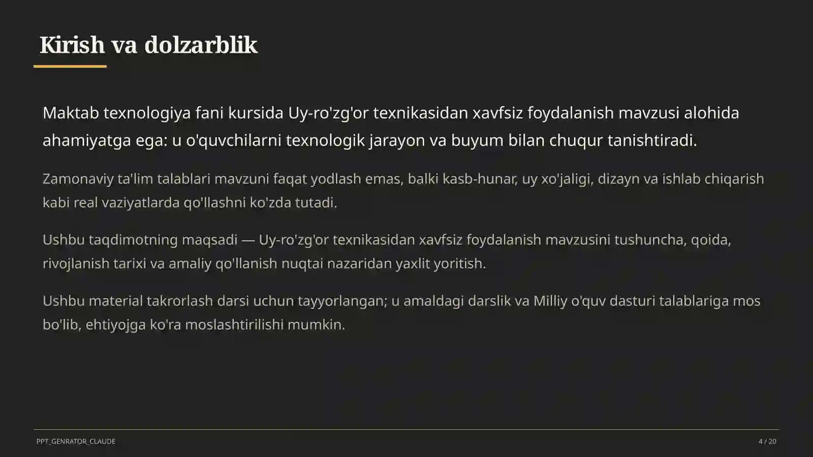 Uy-ro'zg'or texnikasidan xavfsiz foydalanish (7-sinf) 4