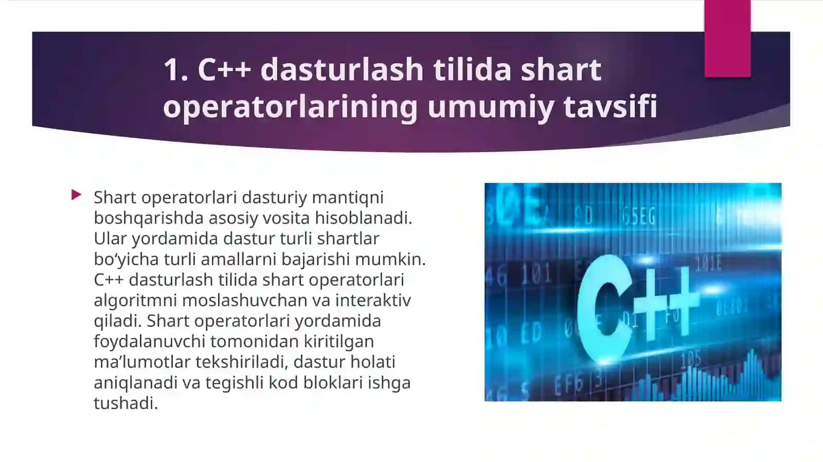 C++ dasturlashtilida shart operatorlari 4