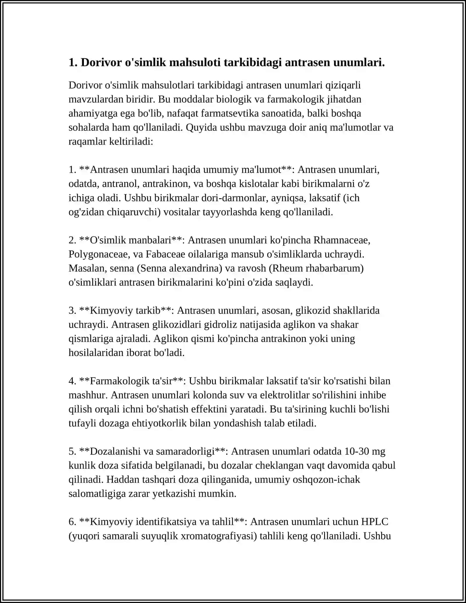Dorivor O'simlik Mahsuloti Tarkibidagi Antrasen Unumlari 4