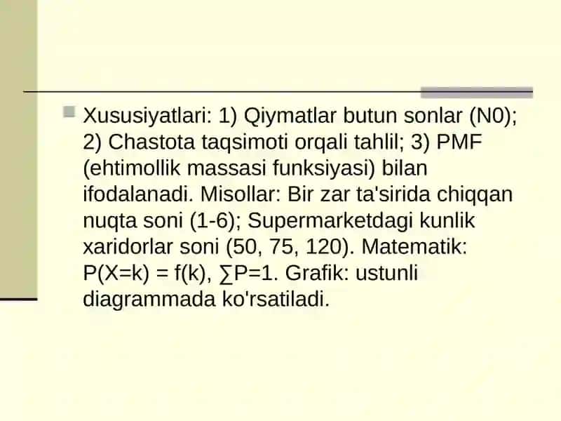 Diskret va uzluksiz o'zgaruvchilar 4