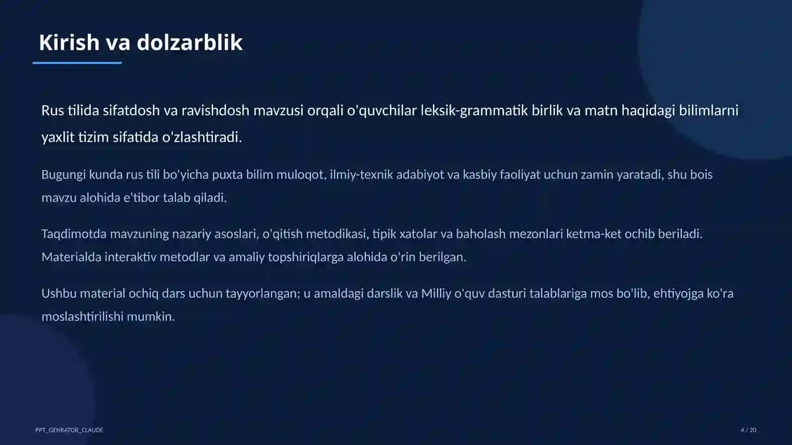 Rus tilida sifatdosh va ravishdosh (7-sinf) 4
