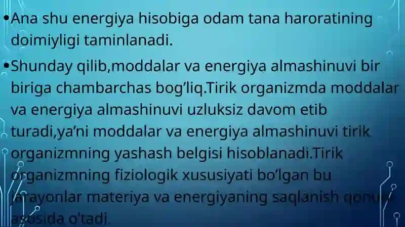 Hujayrada moddalar,energiya va ma’lumotlar oqimi.Hujayra proliferatsiyasi muammolarining tibbiyot 4