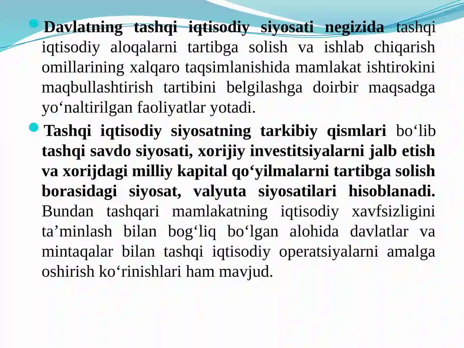 DAVLATNING TASHQI IQTISODIY FAOLIYATNI TARTIBGA SOLISH SIYOSATI 4
