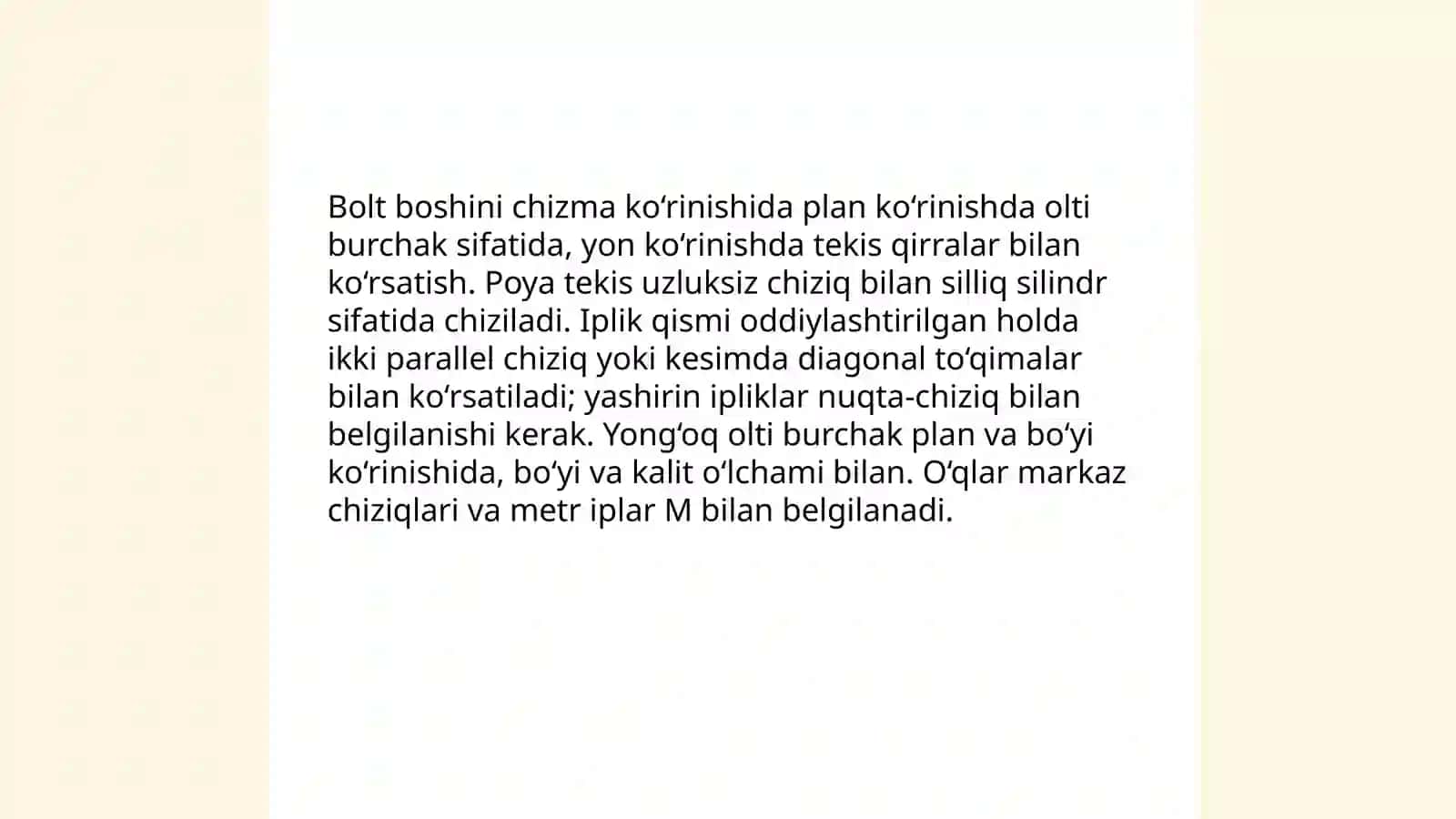 Boltli va shpiglkali birikmalarning chizmalarini chizish 4