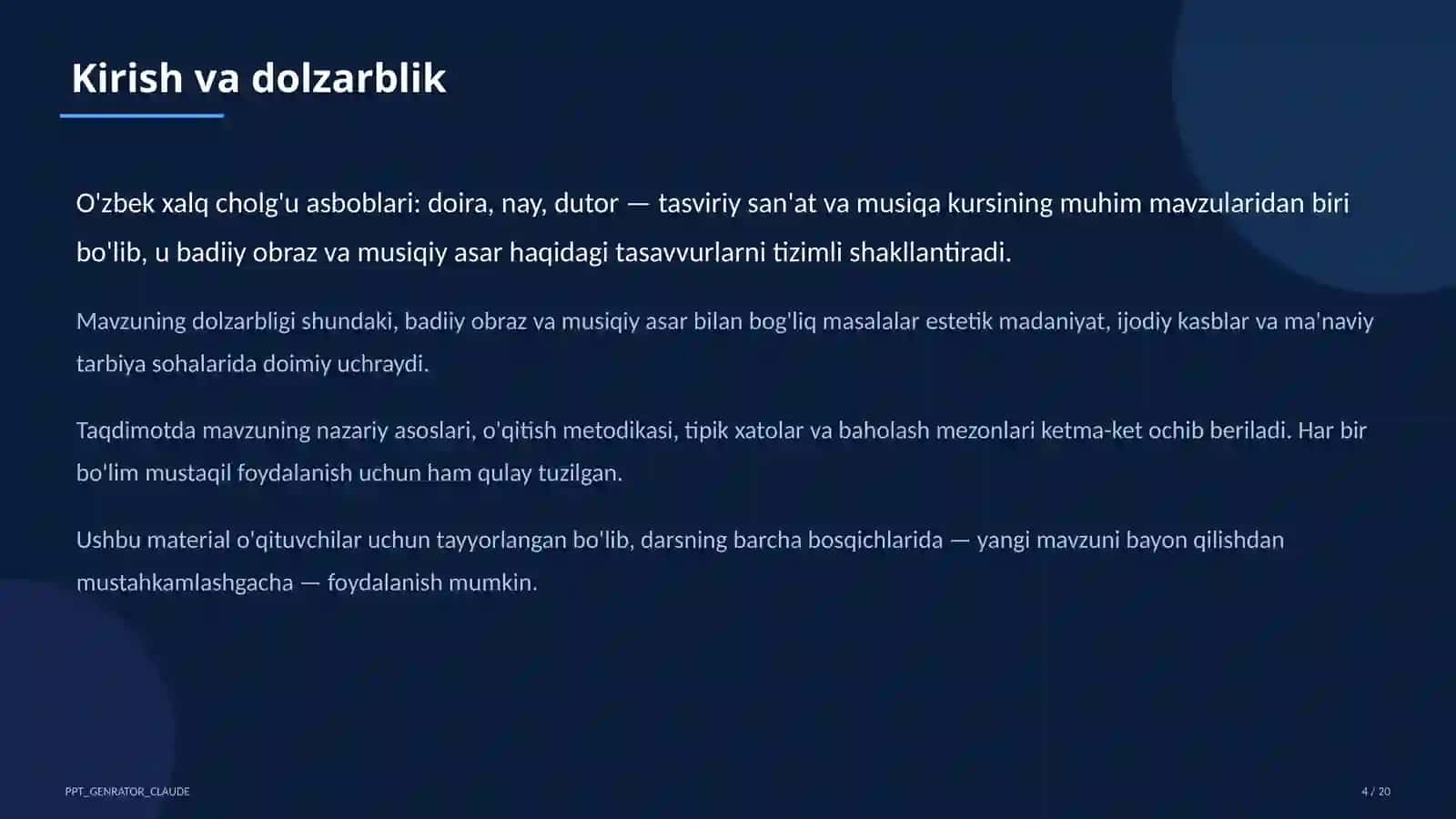O'zbek xalq cholg'u asboblari: doira, nay, dutor (2-sinf) 4