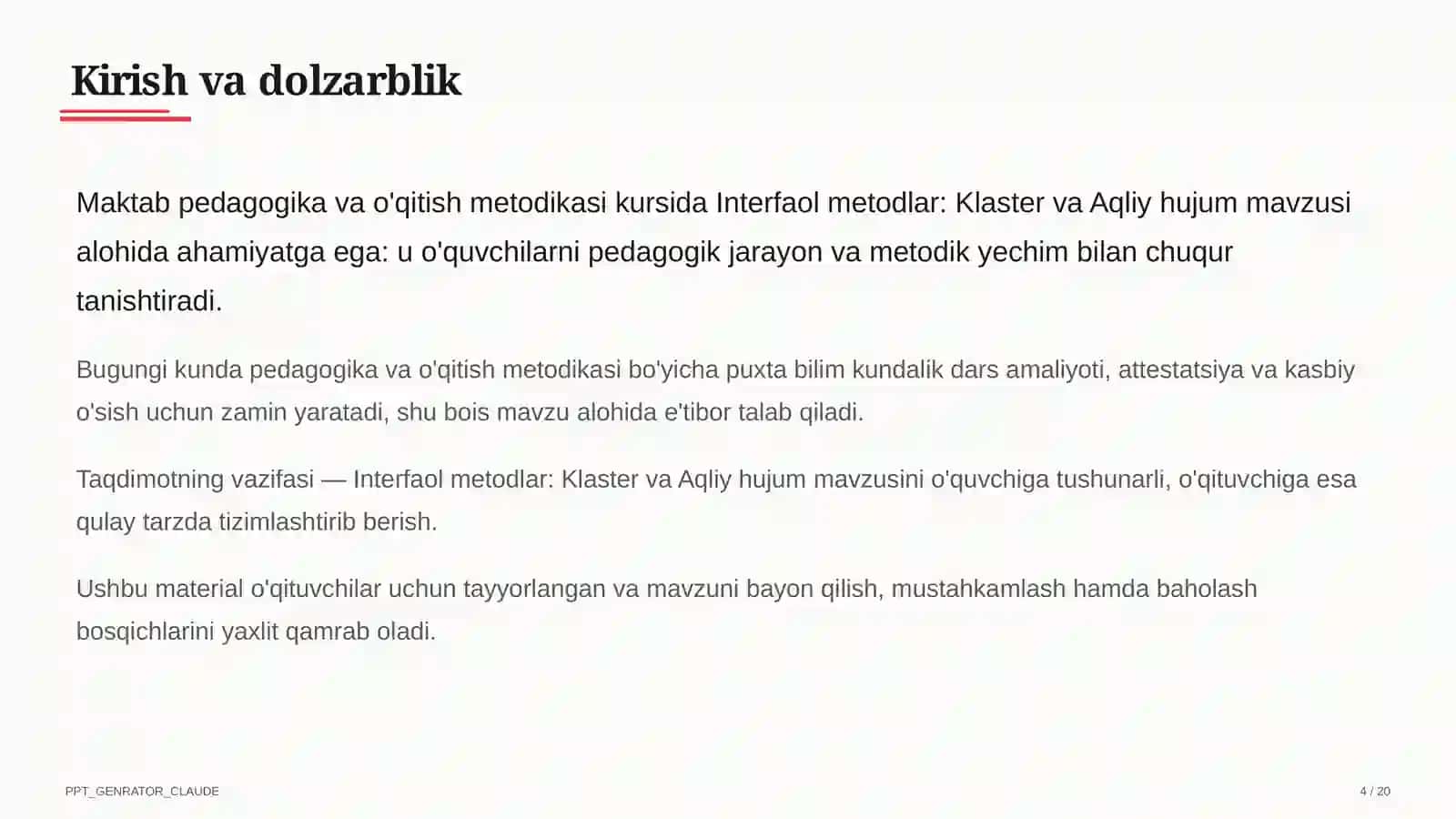 Interfaol metodlar: Klaster va Aqliy hujum 4