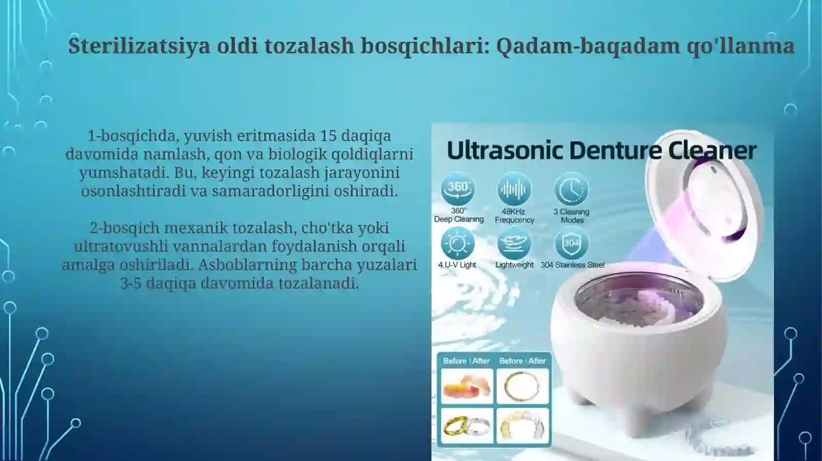 Stomatologik asboblarni sterilizatsiya oldi tozalov 4