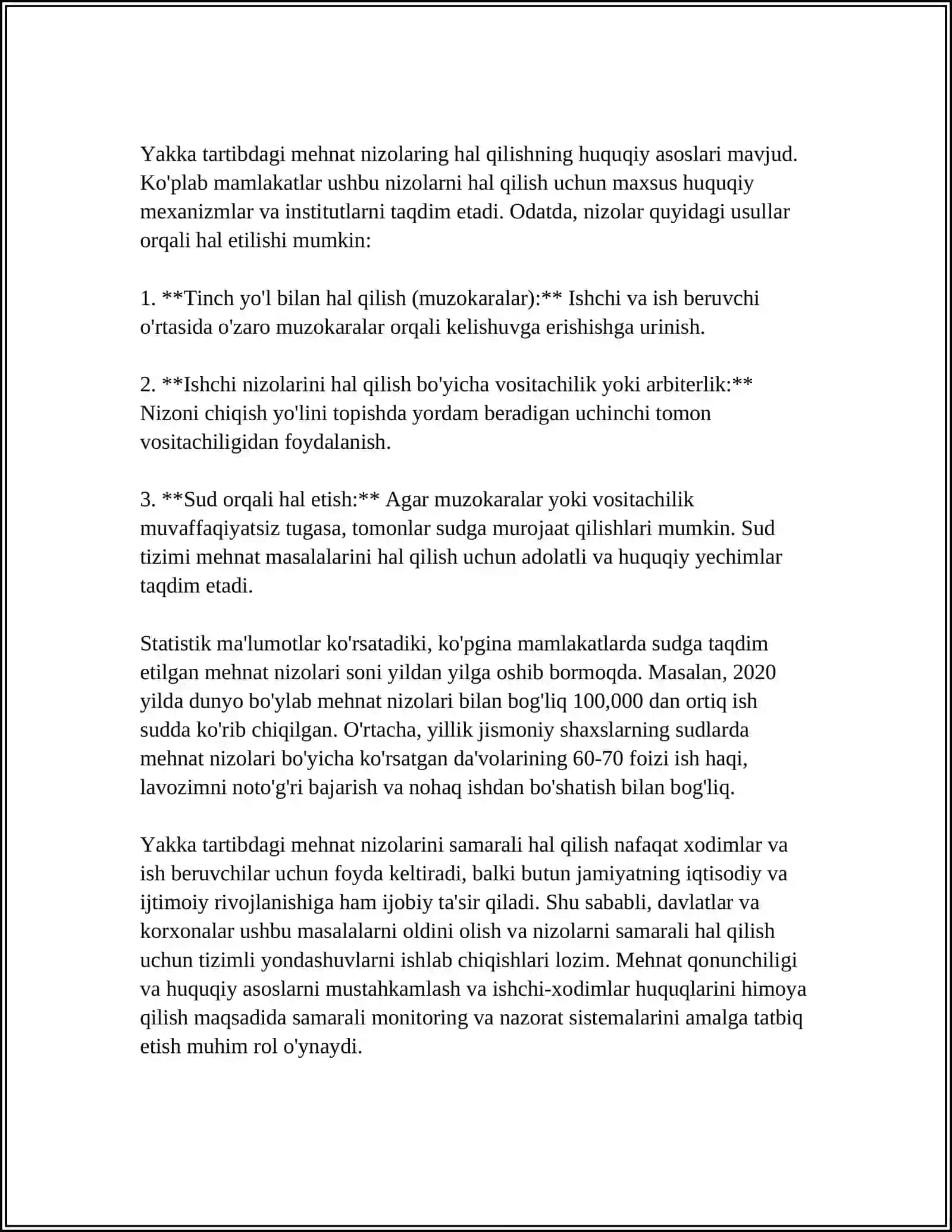 YAKA TARTIBDAGI MEHNAT NIZOLARNI KORIB CHIQISH TARTIBI 4