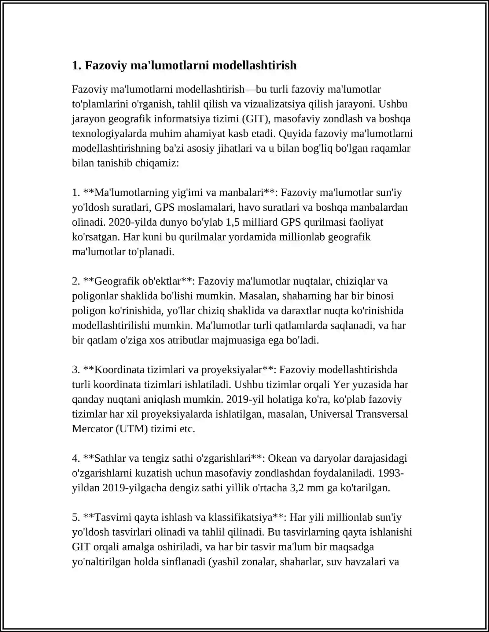 FAZOVIY MAʼLUMOTLARNING MODELLARI TOʻGʻRISIDA TUSHUNCHA, RASTRLI MODELLAR 4