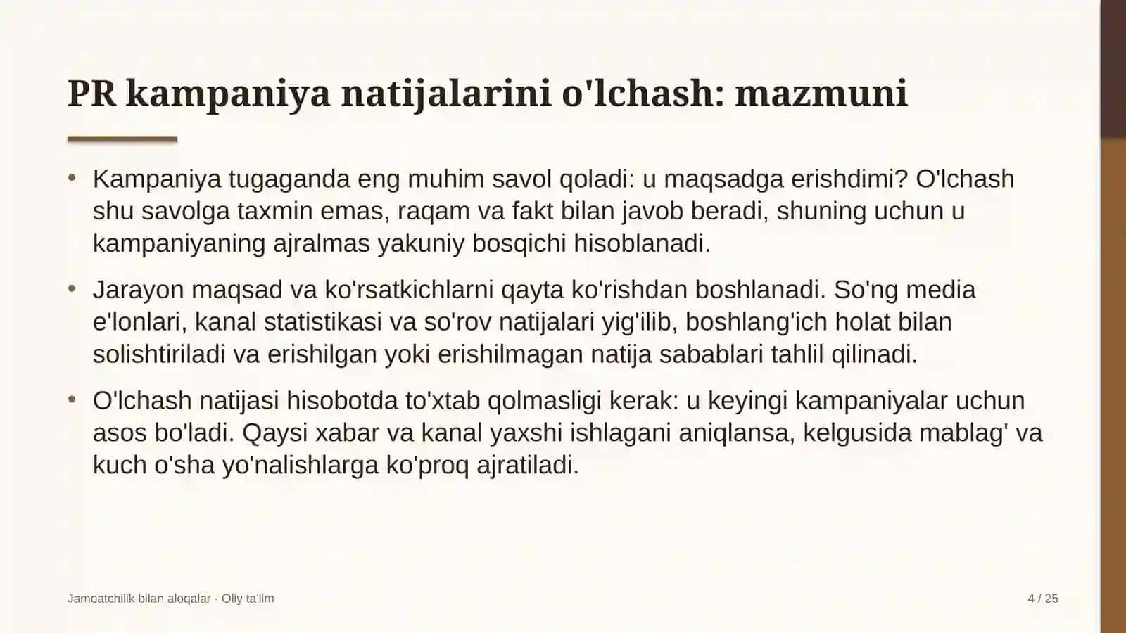 elchixonalarda o'tkazilgan pr kampaniya natijalarini o'lchash 2191 4