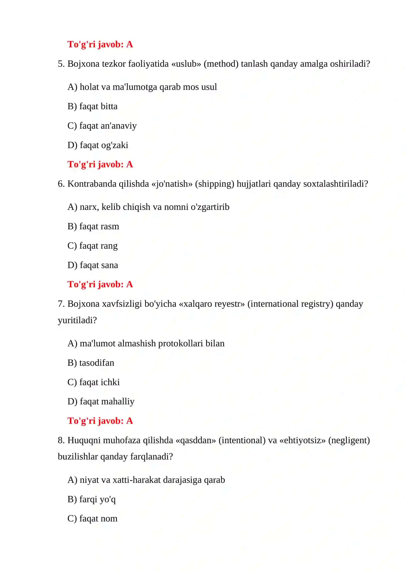 KONTRABANDAGA QARSHI KURASH TESTLARI 4